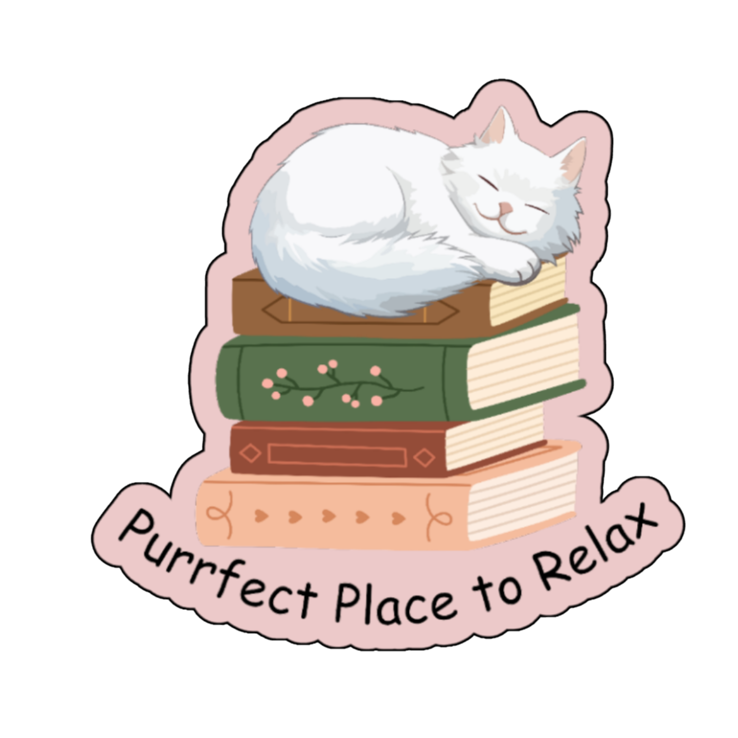 Purrfect place to Relax, handmade sticker for book lovers