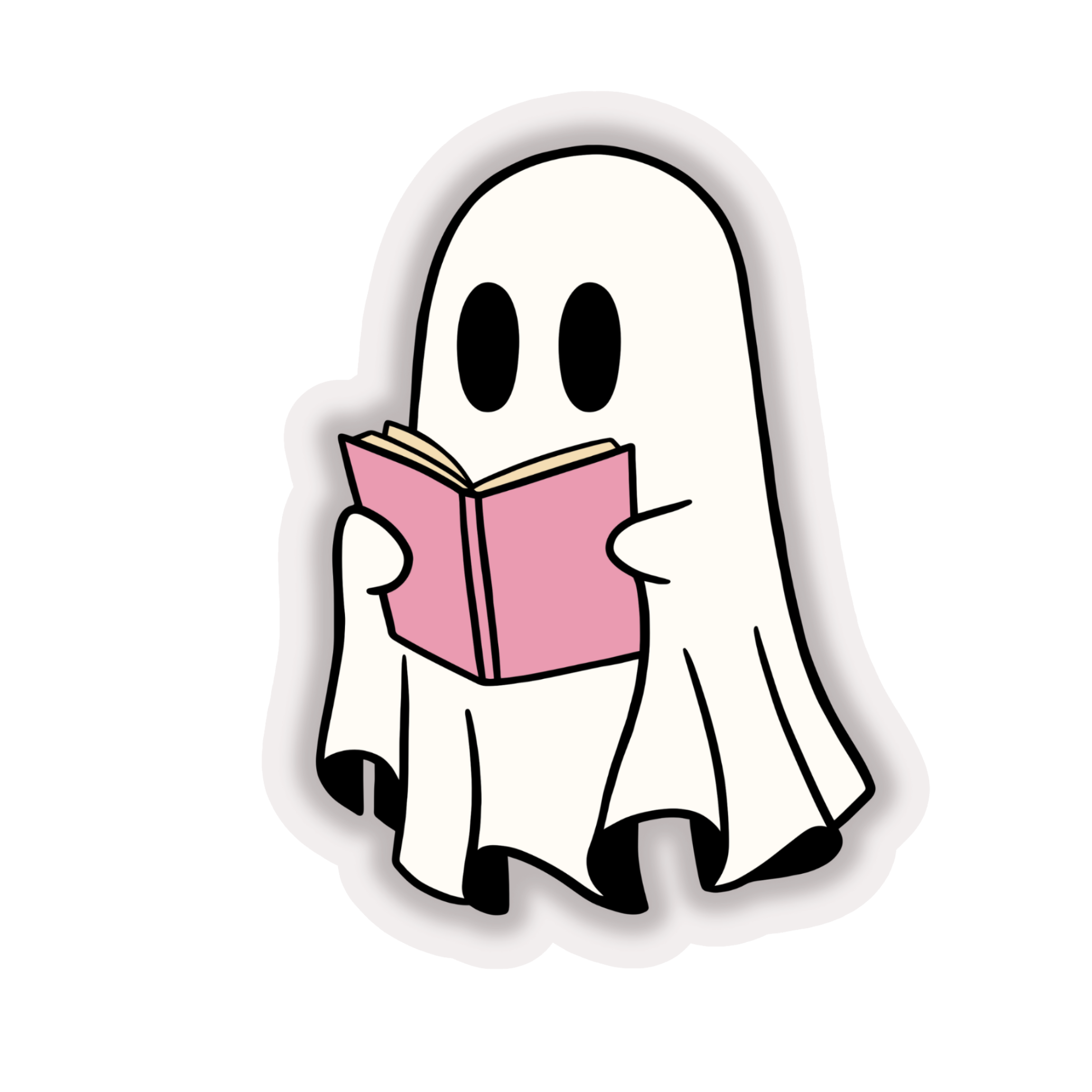 Reading Ghost, homemade sticker for booklovers