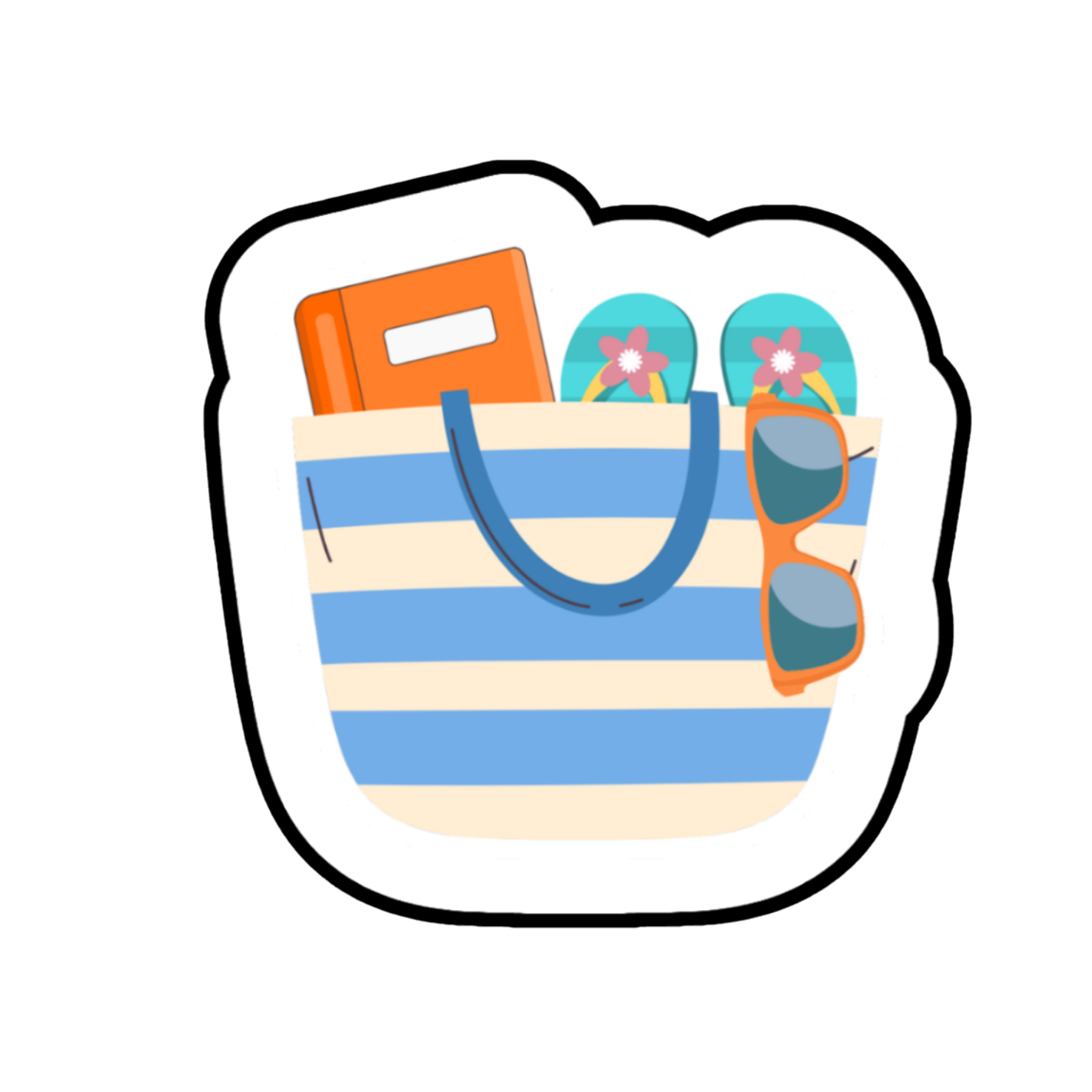 Beach Bag, handmade sticker for book lovers